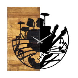 Wallity Wooden Clock 33 Reloj de Pared de Madera Nogal y Negro